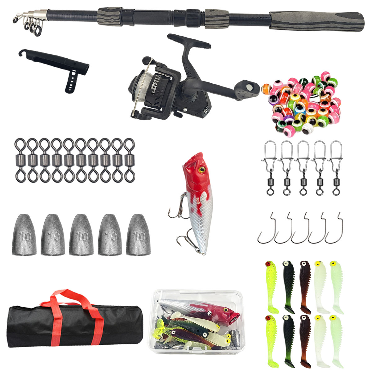 Fishing Lure Spinner - Draagbare telescopische hengelset 1,8 m, 3-laags