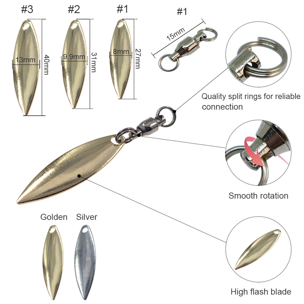 10pcs Willowleaf Blades Spinne - Fishing Lure Blade Bait recensie en prijs
